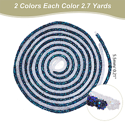 5m 2 Farben Pailletten Strass Rohr Kordel Seil&nbsp;FIND-PH0018-56