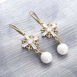 Orecchini pendenti in zircone chiaro con micro pavè di zirconi in ottone&nbsp;EJEW-F362-08G