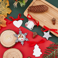 8 Sätze 8 Stile Weihnachtsthema Sublimation leere Legierung Anhänger Dekorationen&nbsp;DIY-FH0005-64