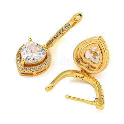 Orecchini a cerchio con micro pavé di zirconi in ottone placcato cremagliera&nbsp;EJEW-H310-02G