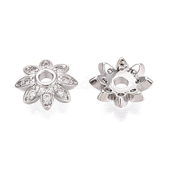 Capuchons de perles en zircone cubique transparent micro pave en laiton&nbsp;KK-Q071-06P-02