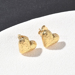Boucles d'oreilles à tige en acier inoxydable 304 avec cœur texturé&nbsp;EJEW-G453-06G
