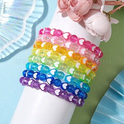 Set di braccialetti elasticizzati con perline acriliche sfaccettate rotonde e a cuore da 8 pezzo da 8 mm&nbsp;BJEW-JB10240-01
