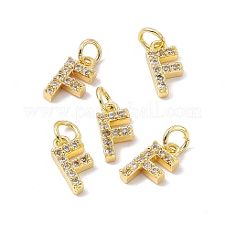 Véritable micro-pavé en laiton plaqué 18k or véritable breloques en zircone cubique transparente&nbsp;KK-E068-VB452-F