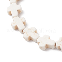 Braccialetti con ciondoli in perline crociate turchesi sintetiche&nbsp;BJEW-JB12292-02