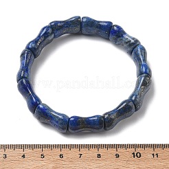 Bracelets extensibles en bambou et perles de lapis-lazuli naturel pour femmes et hommes&nbsp;BJEW-K304-01H