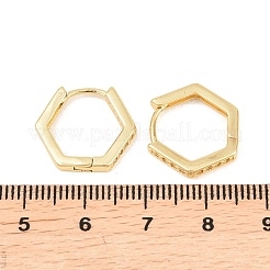 Orecchini a cerchio esagonali in ottone con zirconi cubici&nbsp;EJEW-A156-15A-G