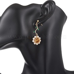 Ohrhänger aus 304er Edelstahl mit Blumenmotiv und Zirkonia&nbsp;EJEW-TA00800-01