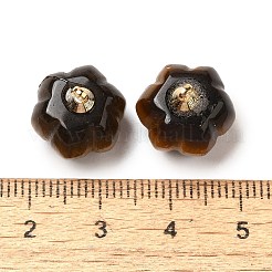Breloques citrouille en œil de tigre naturel avec bélières en laiton doré&nbsp;G-C158-06G-01