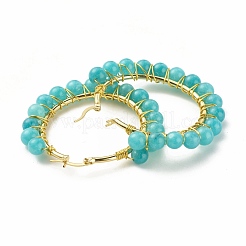 Natürliche Jade-Perlen-Creolen für Frauen&nbsp;EJEW-C003-03E-RS