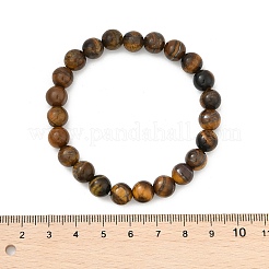Braccialetti di stirata in rilievo rotonda tigre naturale dell'occhio&nbsp;BJEW-F203-04