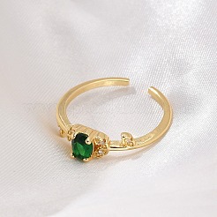 Offene Manschettenfingerringe aus Messing mit Mikropflaster und Zirkonia für Damen&nbsp;RJEW-M028-104G