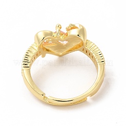 Bague réglable coeur zircon cubique rose&nbsp;KK-A180-49G