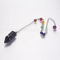 Pendoli da rabdomanzia a punta di chakra con pietre preziose naturali/sintetiche&nbsp;G-E338-08