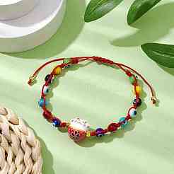 Verstellbares Lanmpword Böse Augen geflochtenes Perlenarmband&nbsp;BJEW-JB11059-01