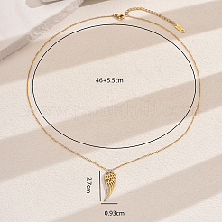 Collar con colgante de ala hueca de acero inoxidable con rhinestone de cristal para mujer&nbsp;JF5820