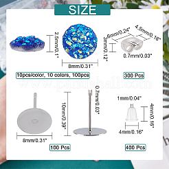 Kit fai da te per realizzare orecchini a bottone rotondi e piatti&nbsp;DIY-CA0003-70