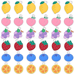60 pièce 6 styles de breloques en alliage émaillé en forme de fruits&nbsp;ENAM-SC0007-55