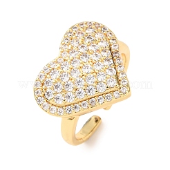 Messing Micro Pave Zirkonia Manschette offene Ringe&nbsp;RJEW-F204-07B-G01