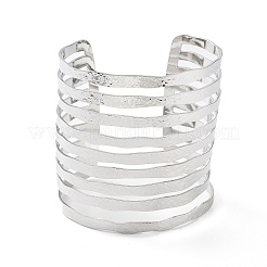 Bracelets de manchette en fil de fer ajouré en laiton plaqué en rack pour femmes&nbsp;BJEW-D032-05P