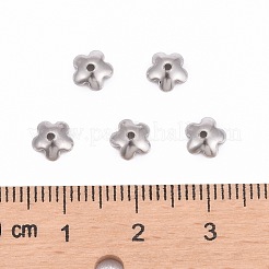 Anlaufgeschützte 5-blättrige Blume glatte Oberfläche 304 Edelstahl Perlenkappen&nbsp;STAS-R065-57