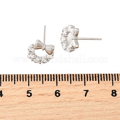 Ohrstecker aus Sterlingsilber mit Schleife und Mikropavé mit klarem Zirkonia&nbsp;EJEW-S271-02P
