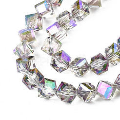 Chapelets de perles en verre transparent électrolytique&nbsp;X-EGLA-N002-29-C01