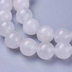 Natürliche weiße Jade runde Perlen Stränge&nbsp;G-N0120-03-8mm