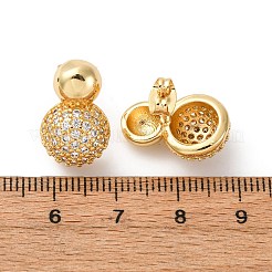 Gestellplattierter runder Kugel-Ohrstecker aus Messing mit Mikropavé und klaren kubischen Zirkonia&nbsp;EJEW-H099-09G-1