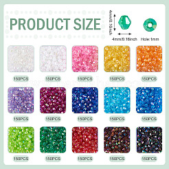 2250 Stück 15 Farben Doppelkegel ab Farbe plattierte umweltfreundliche transparente Acrylperlen&nbsp;TACR-TA0001-51