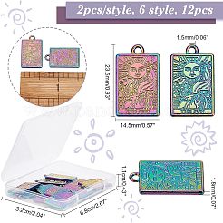 12 Stück 6 Stil Rack-Plating Regenbogen Farbe Legierung Anhänger&nbsp;FIND-CA0004-52