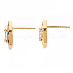 Orecchini a bottone in ottone con zirconi chiari e micro pavè&nbsp;EJEW-S210-016C-NR