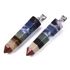 Zusammengesetzte große spitze Anhänger aus natürlicher Topas-Jade&nbsp;G-N0327-001B-01