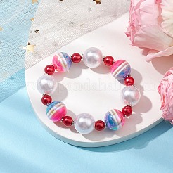 Braccialetti elastici con perline rotonde in resina e acrilico&nbsp;BJEW-JB101003