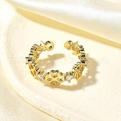 Manschettenringe aus Messing mit Mikropavé-Zirkonia für Damen&nbsp;RJEW-Q008-01G-01
