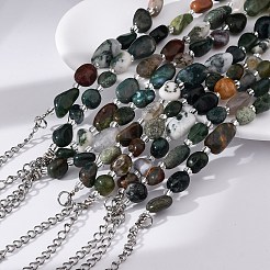 Braccialetti di perline di agata indiana naturale per le donne&nbsp;G-P563-07P-20