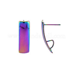 Orecchini a bottone in acciaio inossidabile 304 color arcobaleno&nbsp;STAS-N098-013