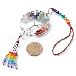 Décoration pendentif en forme de puce de pierre précieuse de 7 chakra&nbsp;HJEW-JM01440