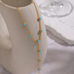 Gliederarmbänder aus Edelstahl 304 mit Pavé-Fassung aus synthetischem Türkis&nbsp;VX6527