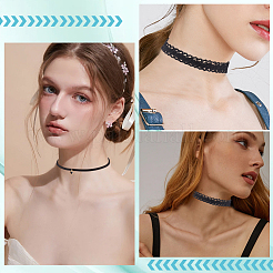 6 stücke 6 arten gothic blume spitze choker halsketten für frauen&nbsp;NJEW-SC0001-76