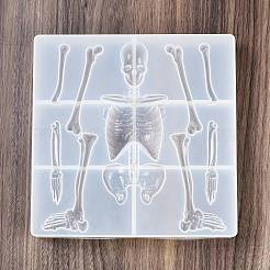 Skelettkopf und Körper Skelettrahmen Silikonform für Halloween Serie von Yu Meiren DIY Tropfen Kleber Gips Ornamente Schleifen&nbsp;DIY-A054-15