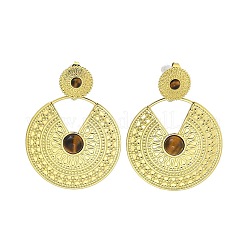 Boho-Ohrstecker aus natürlichem Tigerauge aus 304 Edelstahl&nbsp;EJEW-S244-01G-B