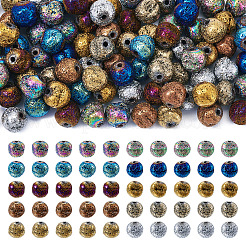Fili di perle di roccia lavica naturale elettrolitica 100 pz 10 colori&nbsp;G-PJ0001-03C
