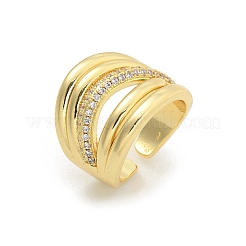 Offene Manschettenfingerringe aus Messing mit Mikropflaster und Zirkonia für Damen&nbsp;RJEW-M028-81G