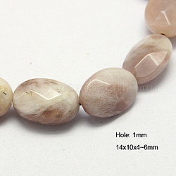 Natural Sunstone Beads Strands, Grade AB, Faceted, Oval, 14x10x4~6mm, Hole: 1mm, about 28pcs/strand, 15.75 inch