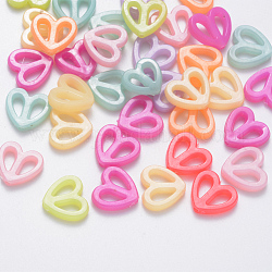 Imitation Jelly Acrylic Beads, Faceted, Heart, Mixed Color, 15x16x3.5mm, Hole: 1.8mm, about 1190pcs/500g