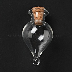ティア ドロップ ガラス コルク ボトル飾り  ガラスの空のウィッシングボトル  ペンダントデコレーション用のDIYバイアル  透明  3.6cm