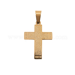 304 подвески из нержавеющей стали, тема религии, крест с высказыванием / сообщением, золотые, 24.5x17.6x1.4 мм, отверстие : 7 мм