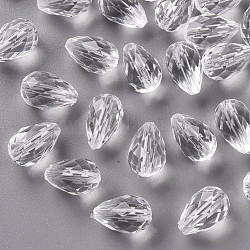 Perles en acrylique transparente, goutte d'eau à facettes, clair, 17x11mm, Trou: 2mm