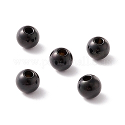 202 Stainless Steel Beads, Half Drilled, Round, Electrophoresis Black, 6x5.5mm, Half Hole: 2mm